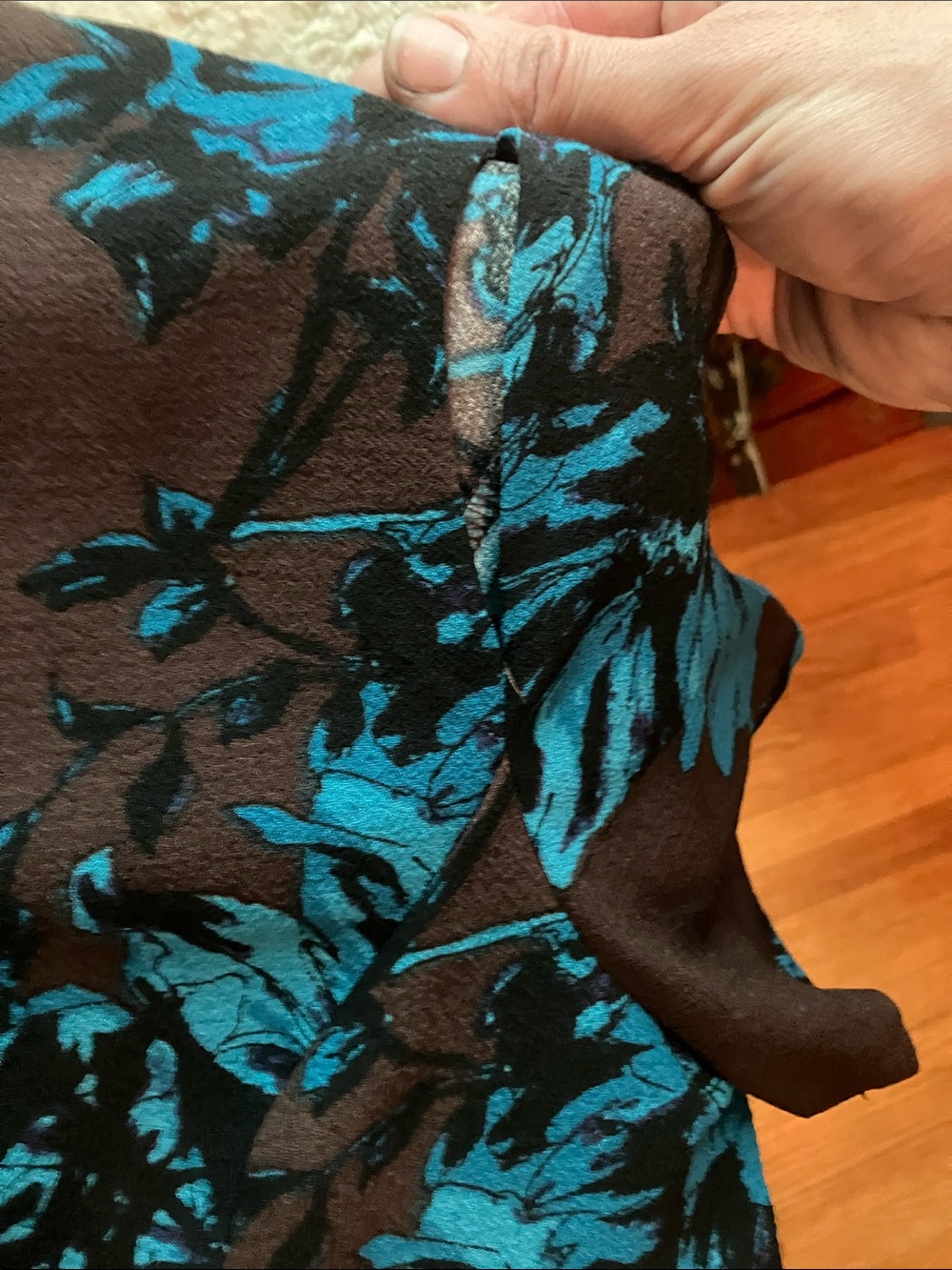 Who What Wear Black Brown Teal Floral Print Short Sleeve Dress - Picture 6 of 6